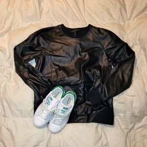 BCBG Faux Leather Luca Sweater